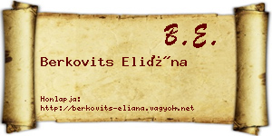 Berkovits Eliána névjegykártya